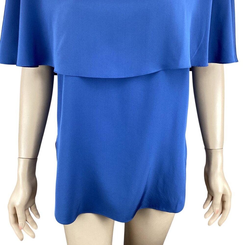 Tibi Silk Tiered Cape Blouse Top Size 2 Blue Drape Blouse - Picture 5 of 7